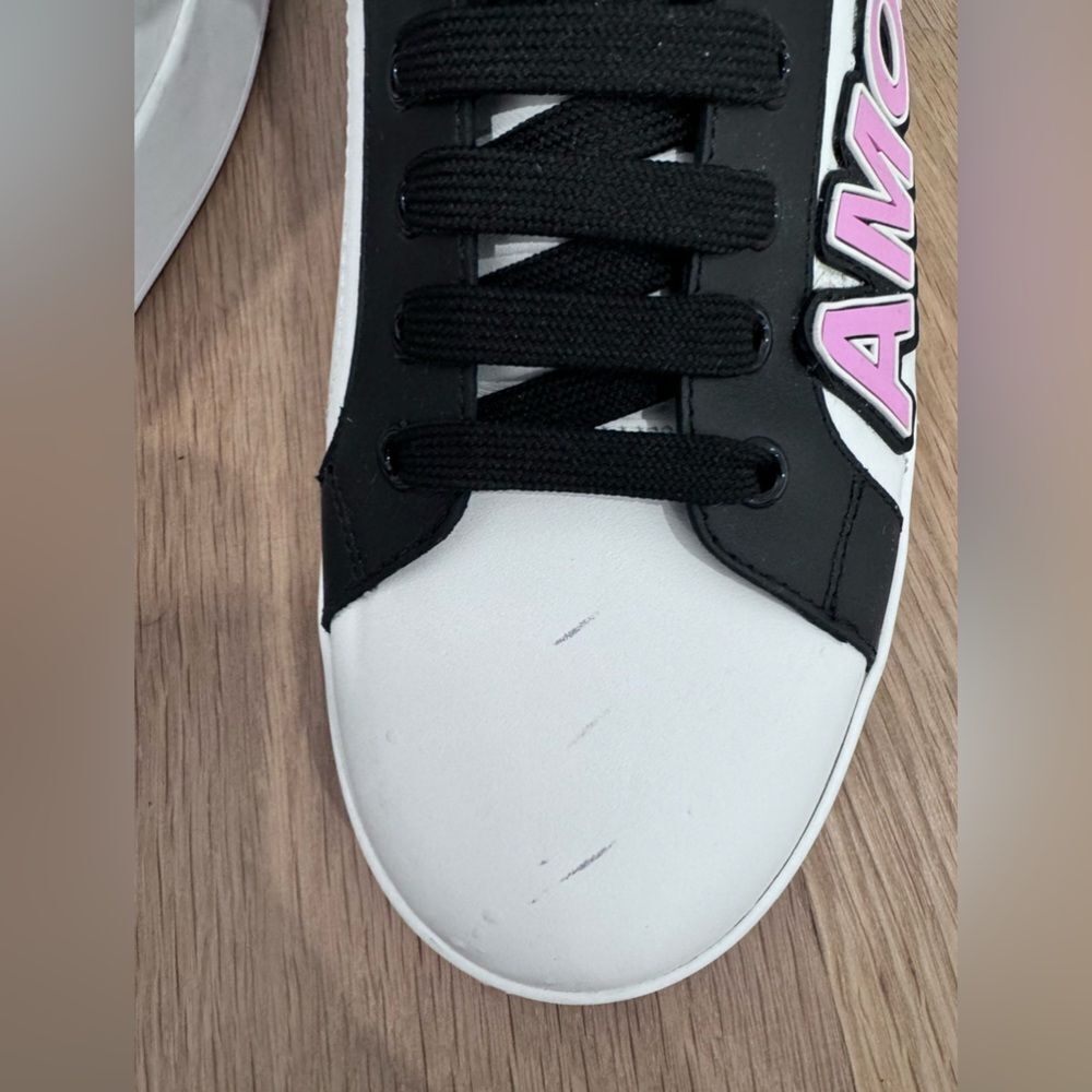 Dolce & Gabbana White Love Logo-Embossed Leather Sneakers Size IT 40 - Picture 9 of 10